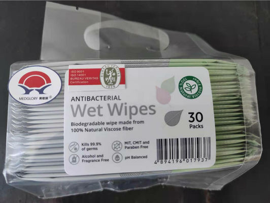 Biodegradable 30 пакетов противобактериологическое влажного обтирают волокно вискозы 100% естественное